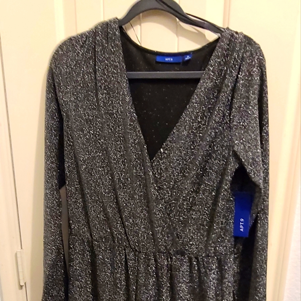 Apt. 9 Jumpsuits/Romper| Glitter Shimmer Black Full Length | Color: Black Size M